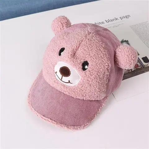 Pink Новая Теплая бейсбольная кепка с маленькими колокольчиками для детей от 2 до 5 лет, весенне-Осенняя детская Кепка для маленьких мальчиков и девочек в стиле хип-хоп с милым медведем - Цвет: Pink