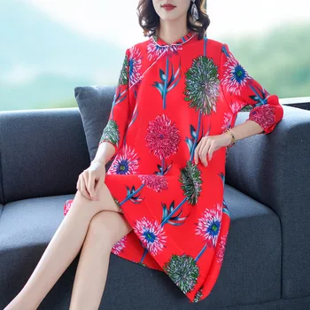 

Autumn Women Dress New Arrival Fashion Print Pleated Dress