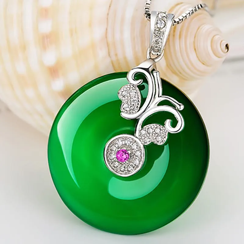 Bague Ringen 925 Серебряное ювелирное изделие ожерелье для женщин на годовщину День матери подарок Подвеска из хризопраза темперамент леди