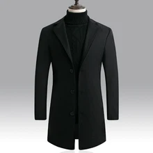 Мужские куртки, элегантные официальные повседневные Костюмы, одноцветное длинное пальто с отворотом, однобортное, с длинным рукавом, нежное Мужское пальто для работы