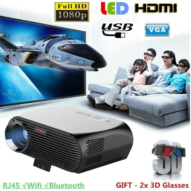 Светодиодный проектор Android wifi 4K HD 1080P видео кинотеатр HDMI VGA RJ45 AV