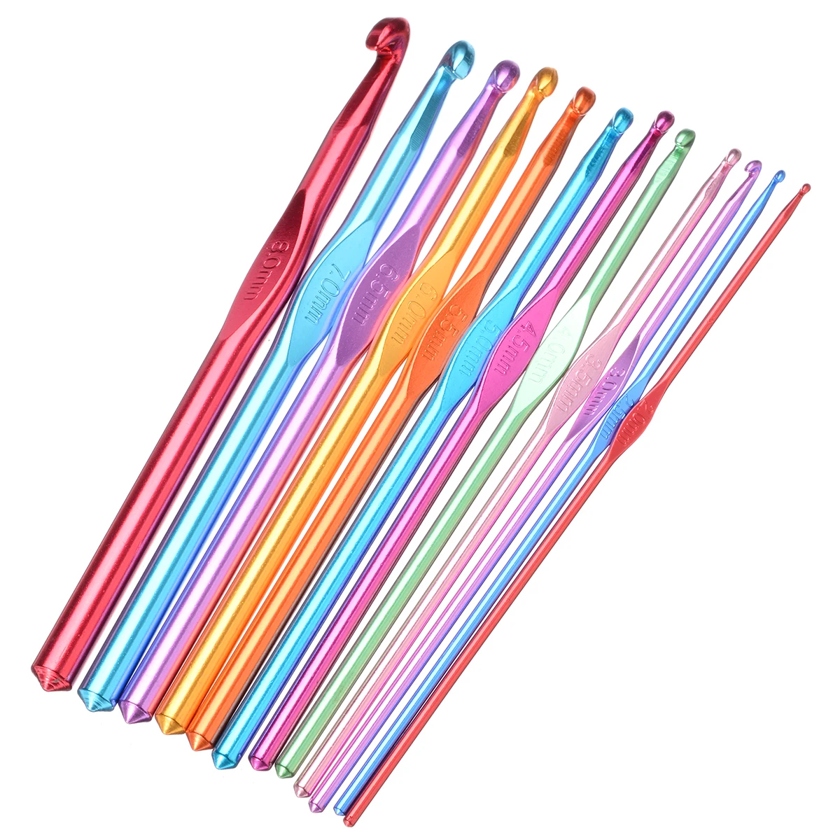 14pcs/set New Aluminum Crochet Needles Multi Color Crochet Hooks Set for Weaving Knitting Sewing Yarn Sweaters Scarfs Tools 15cm