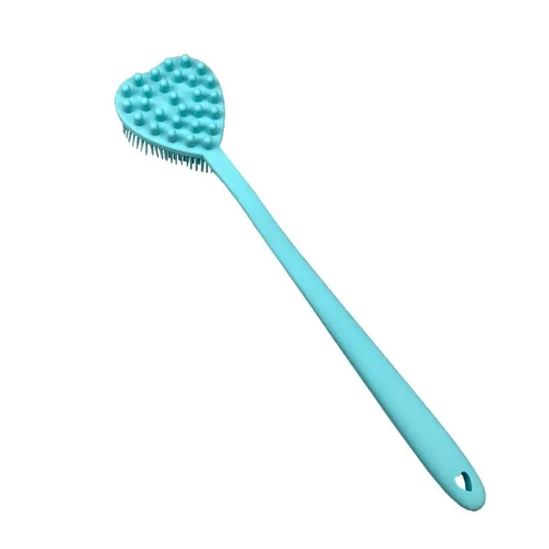 Heart Shaped Silicone Long Handle Bath Brush Double Sided Massage Brushes Hook Smooth Soft Without Injuring Hands Rich Foam