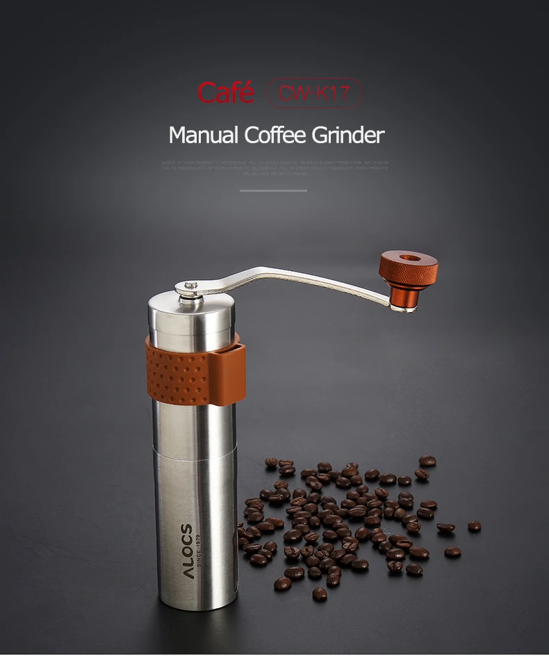 Alocs CW-K17 руководство по эксплуатации кофемолка конический заусенцы мельница с регулируемой установкой портативная ручка для вращения кофемолка