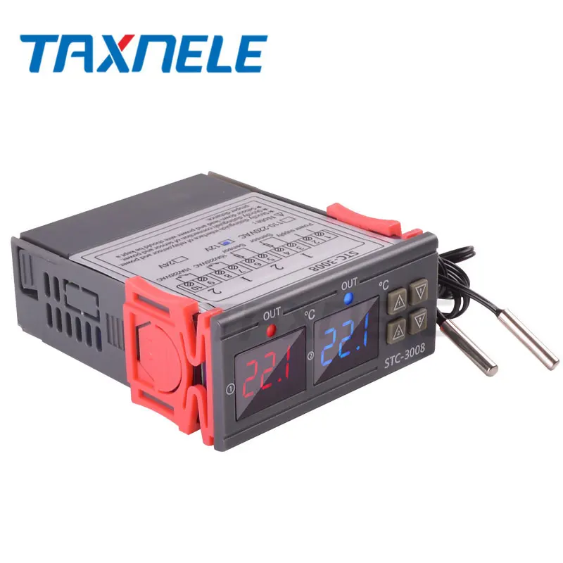 STC-3008 Dual Digital Temperature Controller Two Relay Output 12V 24V 220V Thermoregulator Thermostat Heater Cooler dual probe digital temperature controller digital thermostat