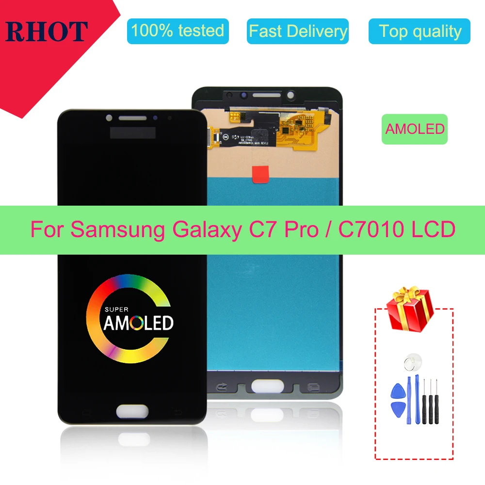

100% tested 5.7" AMOLED C7 Pro LCD monitor for Samsung Galaxy C7 Pro C7010 C7018 touch screen digitizer replacement assembly