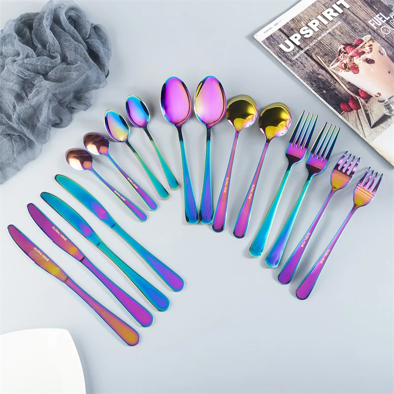 Upspirit 16PCS Stainless Steel Cutlery Set Creative Dinnerware Silverware Sets Fork Knife Spoons Tableware For Kitchen Household