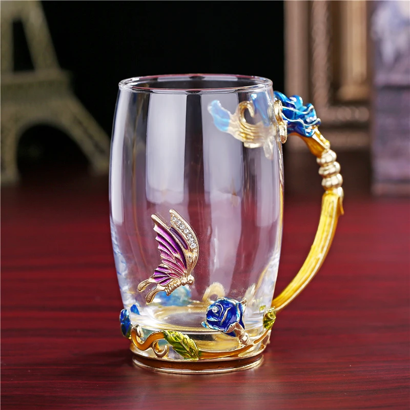 Blue goblet Стакан для воды, чашка для чая, кофейная чашка, кофейная кружка, пивная кружка, Рождественская кружка, стеклянная бутылка, Коктейльная чашка, чашка для шампанского вина, пивная кружка, Роза - Цвет: Blue goblet