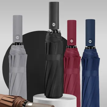 

Large Automatic Man Umbrella Business Windproof 3 Folding Black Coating Uv Protection Umbrella Outdoor Travel Umbrellas MM60YS