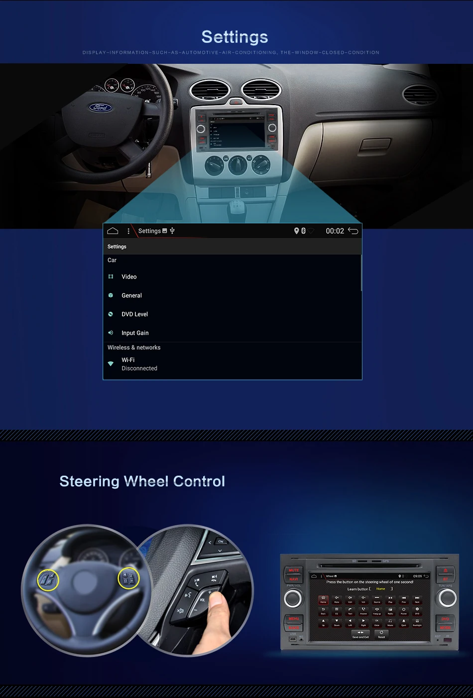 Excellent Boison Android 9.0 Car DVD GPS Navigation Player Stereo Radio Audio For Ford 2 Mondeo S C Max Fiesta Galaxy Connect Focus 11