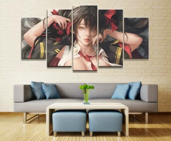 

Canvas Paintings 5 Pieces Sexy School Uniform Girl HD Print animation Character on Canvas Wall Art for Home Room Decorations