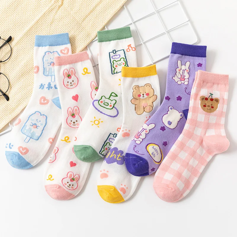 Animal Print Harajuku Kawaii Women Socks Rabbit Bear Design Cute Socks ...