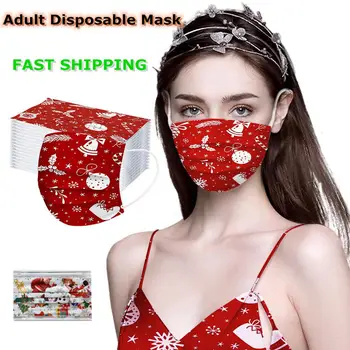 

Adult 10pcs/50pcs Christmas Face Masque 3Ply Disposable Mouth Cover Anti Dust Breathable PM25 Filter Mascarilla Fast Delivery