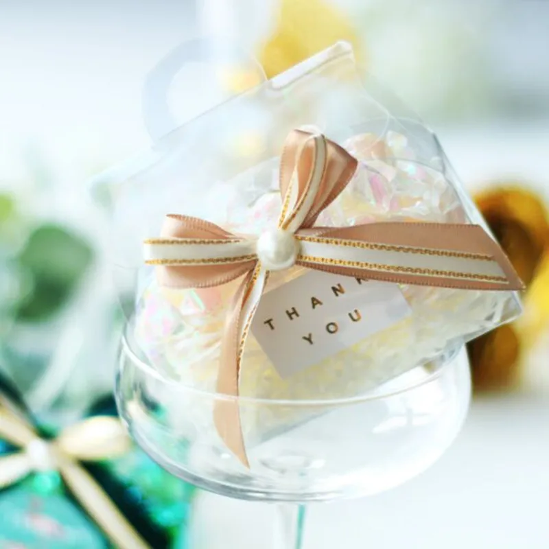same as color Стиль DIY 10 шт 10x11x3,5 см Спасибо Европейская оригинальная сумочка коробка красивая прозрачная коробка Индивидуальные свадебные предметы снабжения коробка - Цвет: same as color