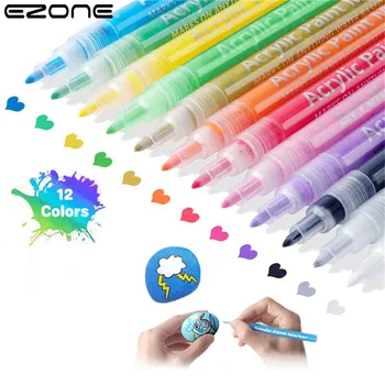 

EZONE Acrylic Paint Pens Markers Set DIY Art Markers Painting for Ceramic Rock Glass Marker Pen School Office Stationery
