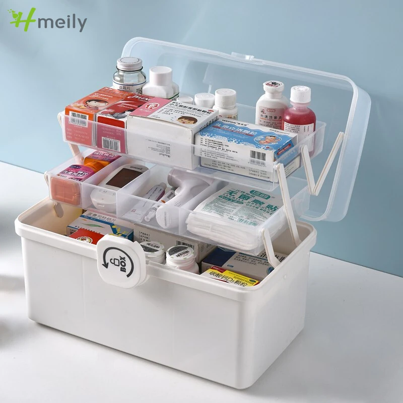 MultiFunctional Large Capacity Pill Case Plastic First Aid Kit Container Family Emergency Medicine Storage Organizer With Handle