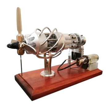 

16 Cylinder Swash Plate Butane Powered Quartz Glass Hot Cylinder Stirling Engine Model 2020 New Arrival