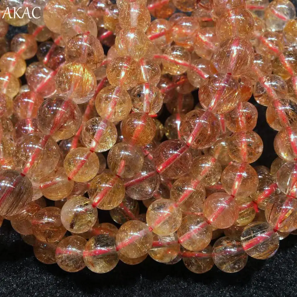 approx12-12.5 approx17beads AA натуральная медь рутил кварц браслет бусины