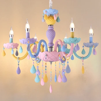 

Kids room Chandelier Lighting Colorful Living room Pink Girl room Chandelier Lamp Macaron Color Droplight lustre de cristal