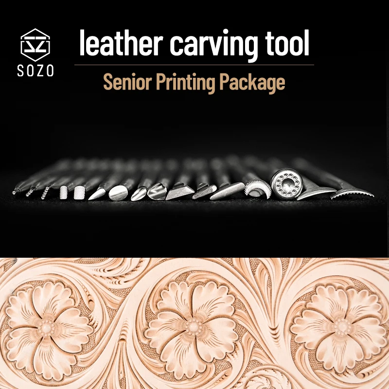 SOZO Professional printing package Leather Work Stamping Tool Saddle make Carving Pattern 304 Stainless streel Stamps 10/16/21