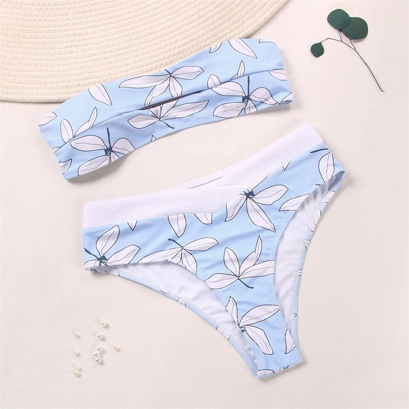 Zrtak Ruffle Bikini Floral Print Swimsuit Biquinis Feminino Bow Swimwear Lace Bikini Set Bathing Suit Women Bikins Hollow Out one one swimwear