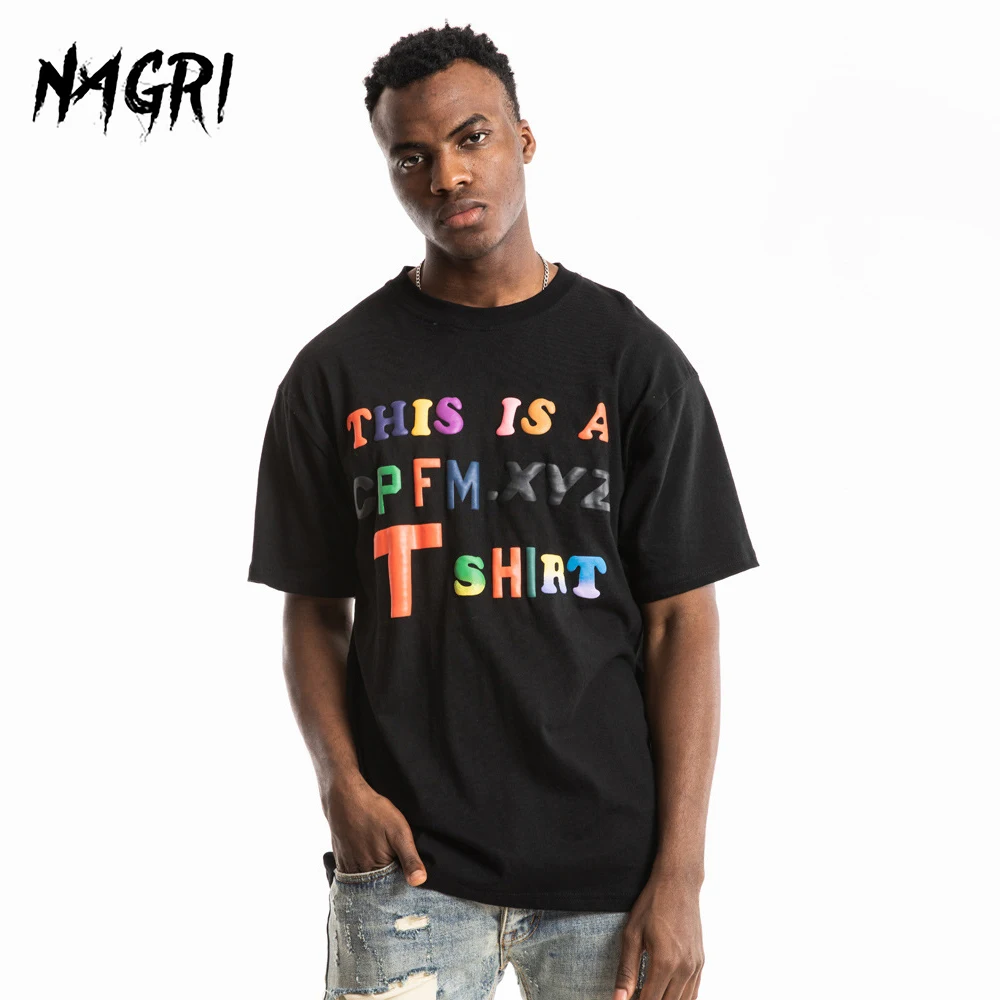 Мужская футболка NAGRI с 3D принтом модная Kanye коротким рукавом CPFM XYZ из пены радужная