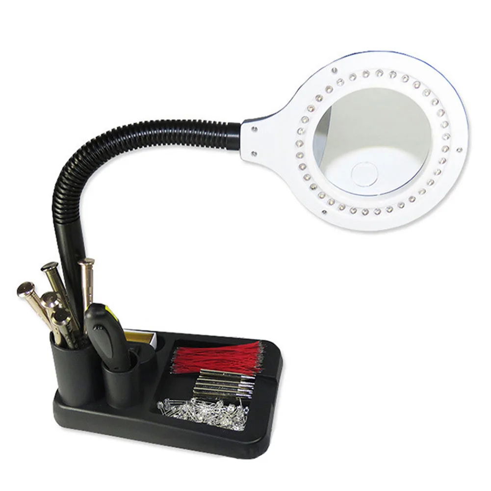 

5X-10X Library LED Magnifying Lamp Home Glass Lens Magnifier Light Free Stand USB Reading Room Desktop Office Study Bedroom