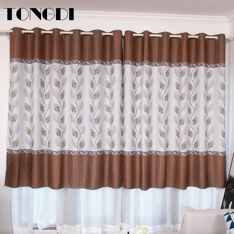 

TONGDI Printing Elegant Leaves Floral Blackout Curtains Pastoral Decoration For Home Parlor Sitting Room Bedroom Living Room