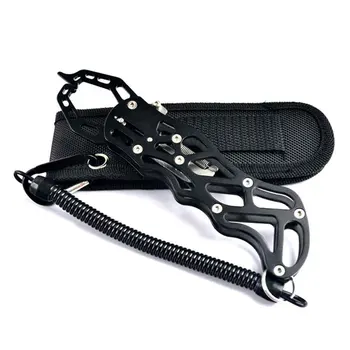 

Hollow Clamp Fish Lip Gripper Lightweight Labor-saving Tackles With A Lanyard Aluminum Alloy Seawater Fishing Plier Handheld