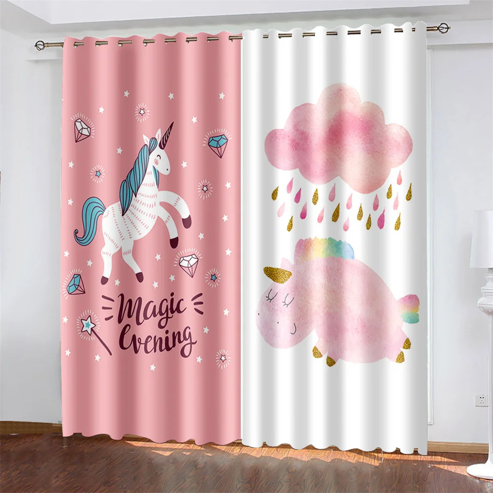 

Unicorn Cortinas Blackout Curtains 3D Printed Window Curtain for Bedroom Living Room Window Treatment Drapes 2 Panels