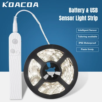 

1m 2m 3m PIR Motion Sensor LED Strip Bed Closet Night Light Intelligent Induction 5V 2835 Battery USB Led strip Light Motion Bed