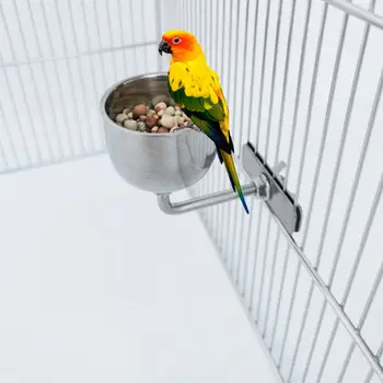 

Bird Feeders Parrot Feed Cups Stainless Steel Container Food Bowl