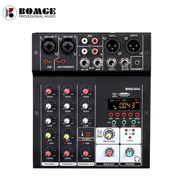 

BMG-04A Sound Audio-Mixer Mixing Console 4 channel Audio Interface 24 kinds DSP Effects / 48V Phantom Power USB Bluetooth MP3