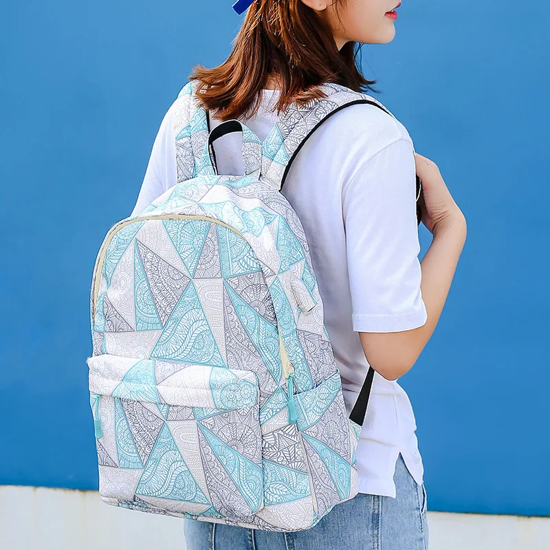 

New Type of Women's Shoulder for Junior Middle School Students College Wind Printed Korean Backpack Outdoor Travel Book