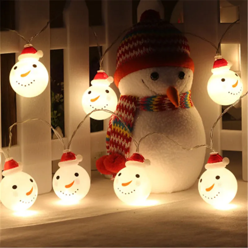 

Christmas Tree LED Light String Snowman Home Decoration For Ornaments Navidad Natal Lantern Battery Party Yard String Lights