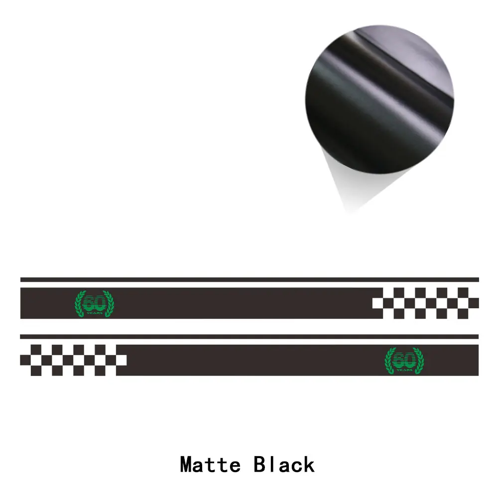 matte black 2 х 60 м Юбилей для стайлинга автомобиля двери боковые полосы Стикеры для MINI Cooper S R50 R52 R53 один JCW автомобильные аксессуары - Название цвета: matte black