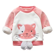 Осенне-зимний детский свитер; Повседневный модный бархатный топ с длинными рукавами и принтом с героями мультфильмов; Новое поступление