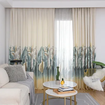 

Curtain Manufacturers Selling Large Leaf Printed Curtain Cloth Living Room Bedroom Finished Wholesale Custom Curtains
