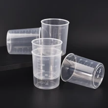 1/5 pces 100ml plástico graduado copo de medição recipiente líquido resina cola epoxy silicone que faz a ferramenta transparente copo de mistura