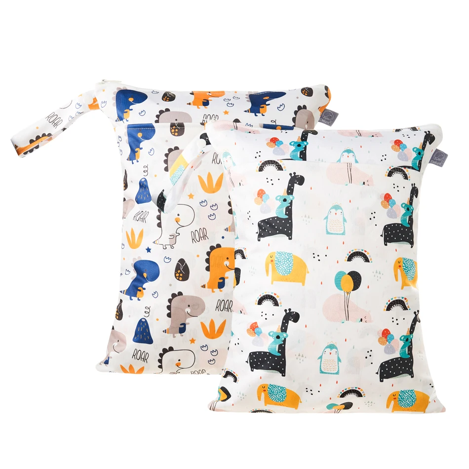 Nappy Tote-Bag Elinfant Baby Cloth Washable Zipper Print Polyester Two-Pockets Cute 30--40cm