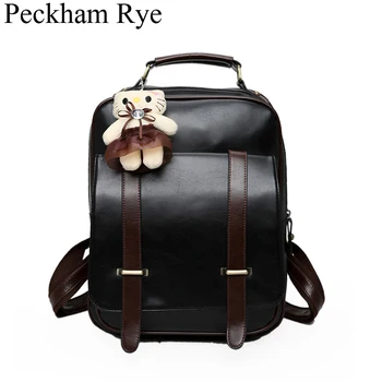 

Hot New Multifunction Fashion Women Backpack Vintage Canvas Backpack PU Leather School Bag Neutral Portable Wearproof Travel Bag