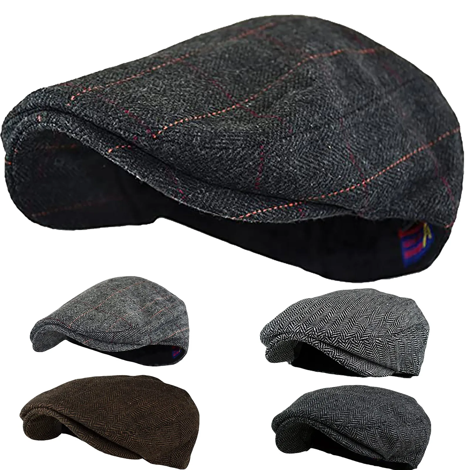 Men Women Soft Plaid Retro Hats Casul Breathable Winter bonnet Warm Comfort Beret