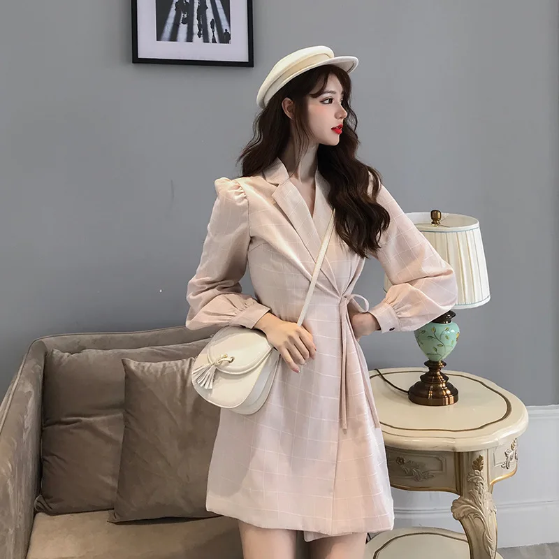 

Photo Shoot Net Price-Price Control 59-Style Retro Plaid Suit Jacket Waist Hugging Slimming Dress Fashion 6887 #