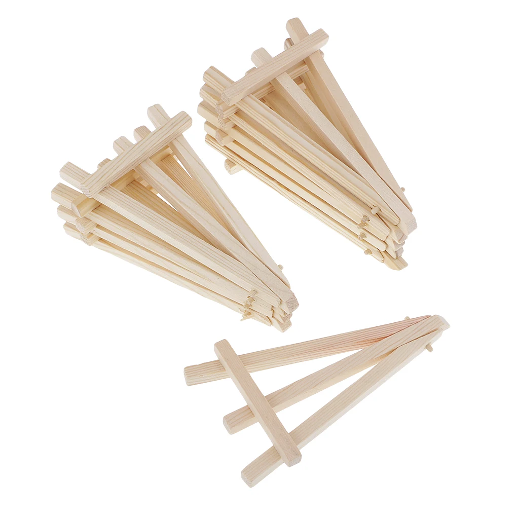 10 Pieces Mini Wooden Tripod Easel Display Painting Stand Card Canvas Holder