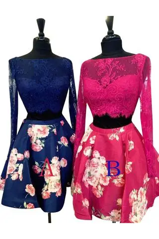 blue floral homecoming dress