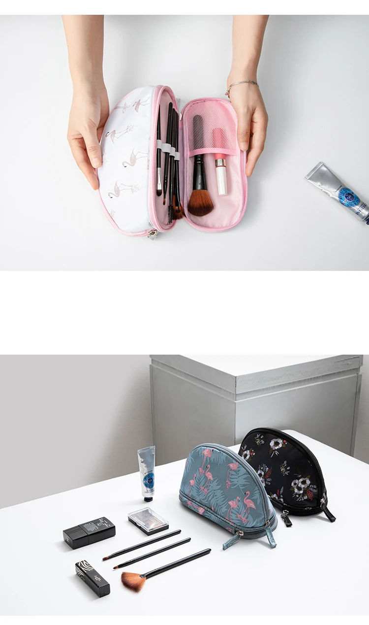 Beibaobao Новые простые двойные женские оболочки косметическая сумка ручной печати сумка для хранения эфирное масло сумка с кистями для макияжа Органайзер