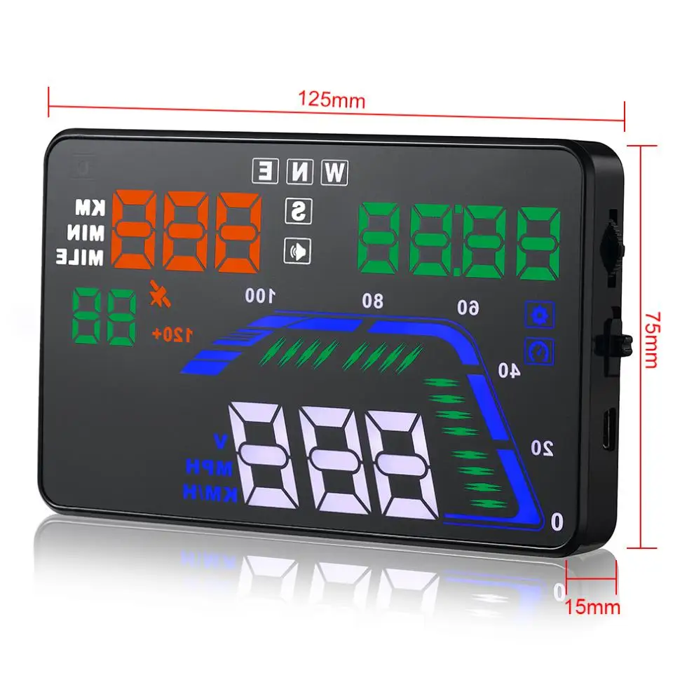  Universal 55 Zoll Q7 Auto Auto HUD GPS Head Up Display Geschwindigkeitsmesser Überdrehzahl Warnung 