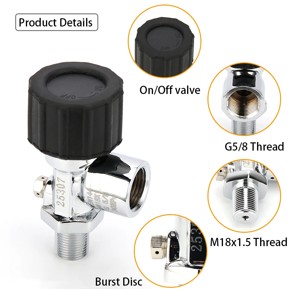 Емкость для пневматики с предварительной накачкой, для пейнтбола ВКЛ/ВЫКЛ клапаны давления черный 30Mpa 4500psi M18 мужской G5/8 Женский Для M18x1.5 высокого давления цилиндры CF бак