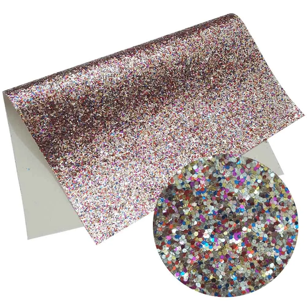 Chunky Glitter Faux Vinyl Leather Fabric Sheets with Soft Backing Glitter  Leather Sheets For Earrings Bows DIY 21X29CM GM3142A