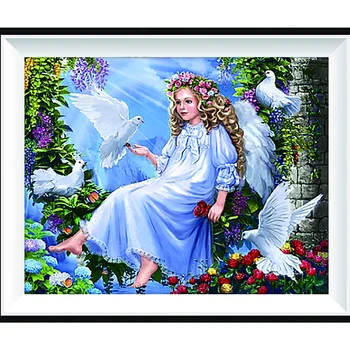 

5D DIY Diamond Angel Girl Painting Shiny Diamond 35x25 Paste Diamond Size Mural Embroidery Mosaic Home Decoration